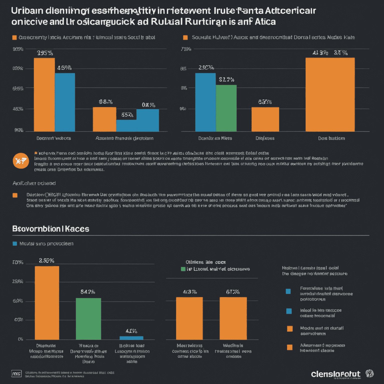 A graph showing the disparity in internet access and device ownership between urban and rural areas in South Africa, with clear differences in digital learning participation rates